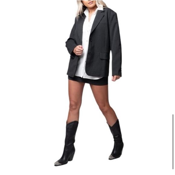 Moon River Gray Striped Blazer Medium Retails $168 - Picture 1 of 10